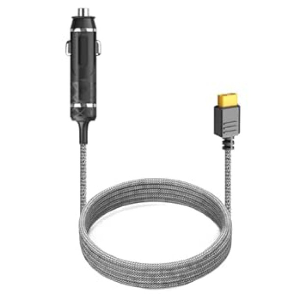 TAIFU 12 V automobilio įkrovimo laidas su XT60 jungtimi nešiojamai elektrinei EF ECOFLOW River 2/River Mini/River Pro, Bluetti EB55 150 cm, 16AWG elektrinės cigarečių degiklio maitinimo šaltinio įkroviklis DC