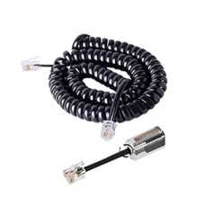 3M Coiled Telephone Cable, Spiral Cable Telephone Handset and 360° Anti-Tangle Swivel Telephone Handset Cable Detangler, RJ11 4P4C Telephone Handset Spiral Cable, Applies to Phone Accessories for