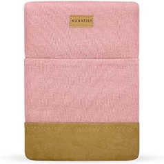 Kuratist eReader Case for 6.8-7 Inch Devices - Handmade from 100% Cotton with Paper Edges in Leather Look (100% Vegan) - Plain Pink Design