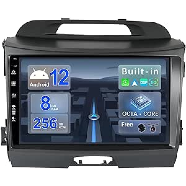 BXLIYER — [8G+256G, 8 kodolu] — Android 12 IPS automašīnas radio, kas paredzēts Kia Sportage (2010–2015) — bezvadu CarPlay/Android Car/DSP — LED kamera un mikrofons — 9 collu 2 DIN — DAB stūres vadība, ātra palaišana 360