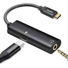 USB-C iki 3,5 mm ausinės ir įkrovimo adapteris, 2 viename C tipo USB iki 3,5 mm garso lizdas ir greito įkrovimo laidas, suderinamas su Samsung Galaxy S22+ S22 S21 S20 Note 20 Ultra 10 Plus, Pixel 5 4 3 XL