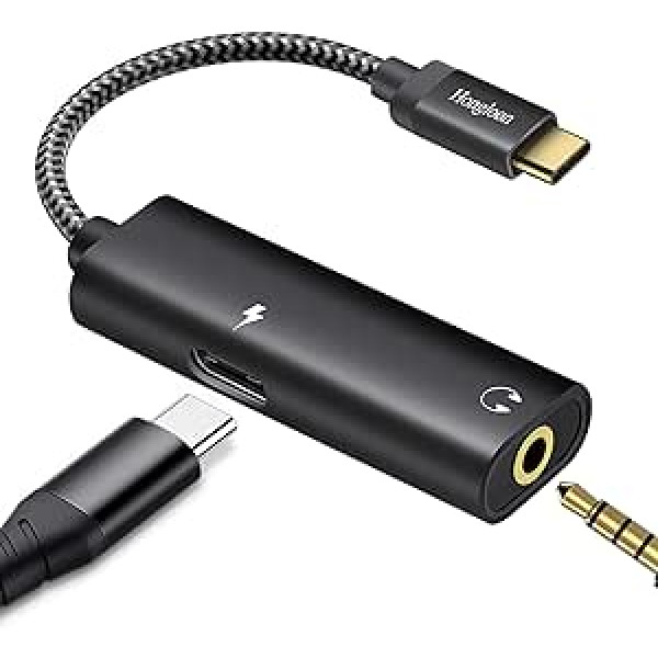 USB-C līdz 3,5 mm austiņas un uzlādes adapteris, 2 in-1 C tipa USB līdz 3,5 mm audio ligzda un ātrās uzlādes kabelis, saderīgs ar Samsung Galaxy S22+ S22 S21 S20 Note 20 Ultra 10 Plus, Pixel 5 4 3 XL