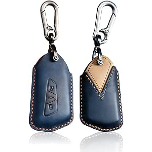 HIBEYO Smart Car Key Case Ādas Pārsegs Der VW Golf 8 Key Case priekš VW Golf Mk8 Skoda Octavia Seat Leon Cover Aizsargvāciņš ar Atslēgu piekariņu 3 Pogām Auto Piederumi Zils