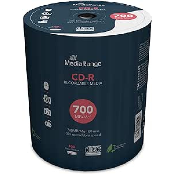 MediaRange CD-R 52 x 700 MB/80 min kūka 100 MR204