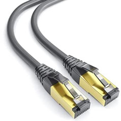 mumbi LAN kabelis 10 m CAT 8 tīkla kabelis ar ekranētu F/FTP CAT8 Ethernet kabelis Patch Cable RJ45 10 m melns