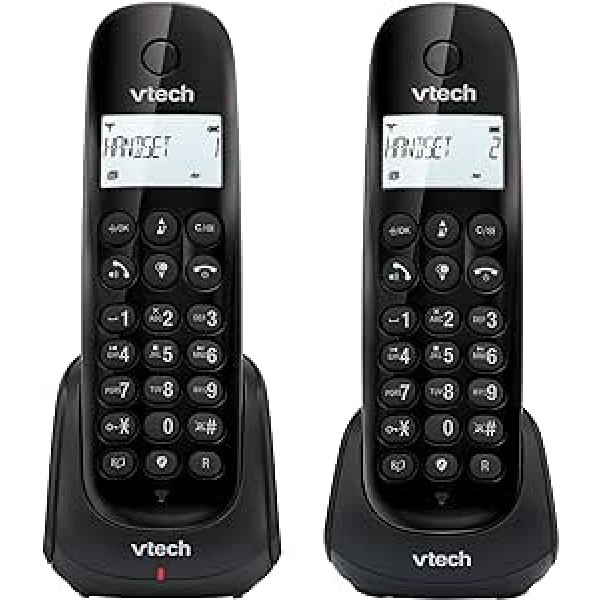 VTech CS1451 DECT bezvadu telefons 2 klausules ar automātisko atbildētāju, brīvroku funkcija, zvanītāja bloķēšana, zvanītāja atpazīšana/zvana funkcija, displejs ar aizmugurgaismojumu, eko režīms, zems starojums