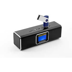 Musicman MA Soundstation Stereo-Lautsprecher ar intergriertem Akku un LCD Display (MP3 atskaņotājs, radio, MicroSD Kartenslot, USB Steckplatz) schwarz