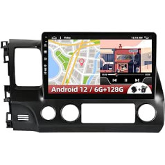 10 collu IPS Android 12 automašīnas radio stereo ierīcei Honda Civic 8 FK FN FD 2005-2012 GPS 2 bez dīna kameras + mikrofona Carplay atbalsts DAB/Stūres vadība/WiFi/Bluetooth/Mirrorlink/RDS/USB (6G + 128G)