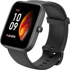 Viedpulkstenis Amazfit Bip 3 Pro ar sirdsdarbības ātrumu, SpO2 monitors, 1,69 collu fitnesa pulksteņa izsekotājs, sporta pulkstenis ar 60 sporta režīmiem, 14 dienu akumulatora darbības laiks vīriešiem un sievietēm, melns