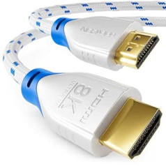 deleyCON - 4m - 8K HDMI 2.1 Cable 48G - Nylon - 8K@60Hz / 4K@120Hz / 1080P@240Hz - 7680x4320p Dolby DTS HDR eARC CEC UHD-2 Ethernet - White