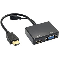 JSER HD-213 HDMI uz VGA un HDMI sieviešu sadalītājs ar audio video kabeļa pārveidotāja adapteri HDTV datora monitoram