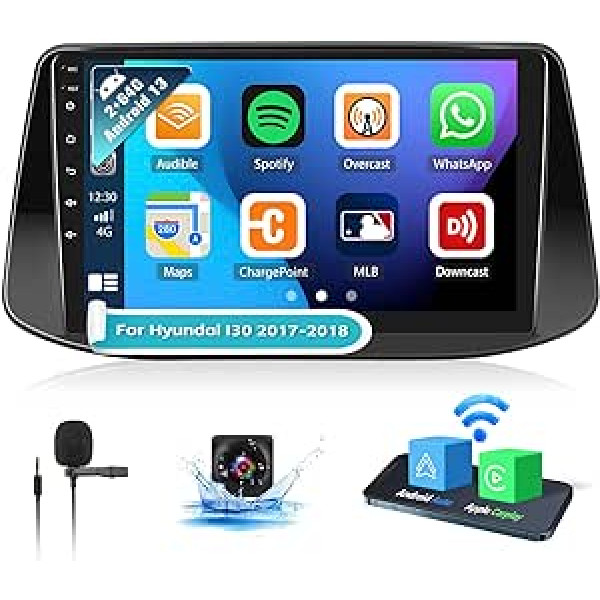 OiLiehu 2G+64G Android 13 Autoradio 2din Apple Carplay Android Auto für Hyundai i30 2017-2018 Autoradio Mit Bildschirm 9 Zoll Unterstützung HiFi/Equalizer/Bluetooth/FM RDS/WiFi/GPS/Rückfahrkamera