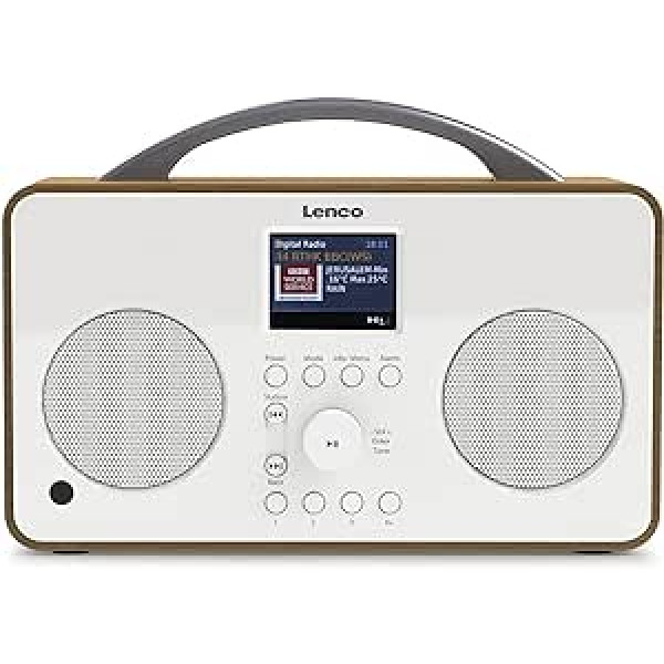 Lenco PIR-645WH - Pārnēsājams interneta radio - WiFi - DAB+ un FM uztvērējs - Bluetooth - 2,6 collu TFT ekrāns - 4 atmiņas pogas - Signalizācijas funkcija - WiFi straumēšana - 4400 mAh akumulators - Balts