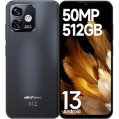 Ulefone Note 16 Pro 512GB mobilais tālrunis bez līguma Android 13, 50MP kamera 16GB RAM Octa Core viedtālrunis, 4400 mAh 6,52 collu 4G Dual SIM SIMlock-free mobilais tālrunis pirkstu nospiedumu sejas ID GPS 2 gadi