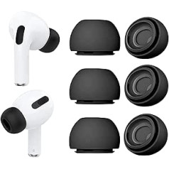 Wiki VALLEY 3 pairs austiņas priekš Airpods Pro 2nd Gen un Airpods Pro, silikona austiņu nomaiņa Apple Airpods Pro austiņām ar trokšņu slāpētāju (der uzlādes futrālī), S/M/L, melna