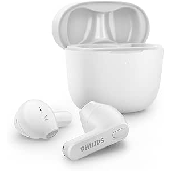 Philips TAT2236WT/00 Bluetooth austiņas, izturīgas pret sviedriem, 18 stundu atskaņošanas laiks, iebūvēts mikrofons, plāns uzlādes kaste, balts