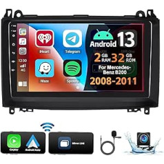 2G + 32G CAMECHO Android 13 Car Radio priekš Mercedes Benz Sprinter B200 W906 W639 AB Class W169 W245 2008-2011 Wireless Carplay Android Car, 9 collu ekrāns ar GPS BT WiFi Mirror Link FM + atpakaļgaita