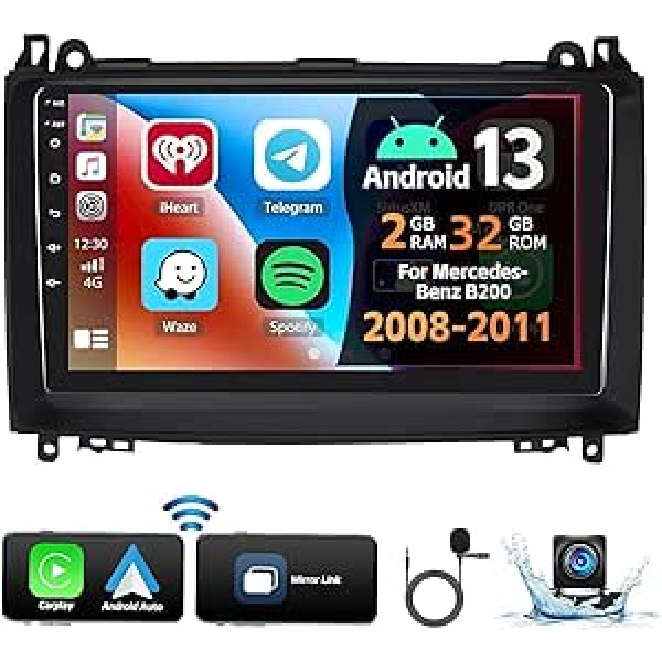 2G + 32G CAMECHO Android 13 Car Radio priekš Mercedes Benz Sprinter B200 W906 W639 AB Class W169 W245 2008-2011 Wireless Carplay Android Car, 9 collu ekrāns ar GPS BT WiFi Mirror Link FM + atpakaļgaita