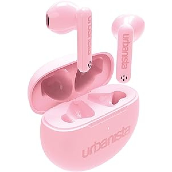 Urbanista ieliekamās austiņas Wireless Bluetooth 5.3, IPX4 True Wireless austiņas, 2 mikrofoni, 20 stundu atskaņošanas laiks, austiņas ar skārienvadību, TWS austiņas ar USB C uzlādes futrāli, Ostina, rozā