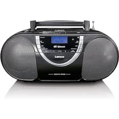 Lenco SCD 6900 pārnēsājamais DAB+ radio - Bluetooth - FM radio - Boombox ar CD/MP3 atskaņotāju - Kasešu bloks - USB ieeja - Aux-In - 3,5 mm austiņu ligzda - melna, parasta