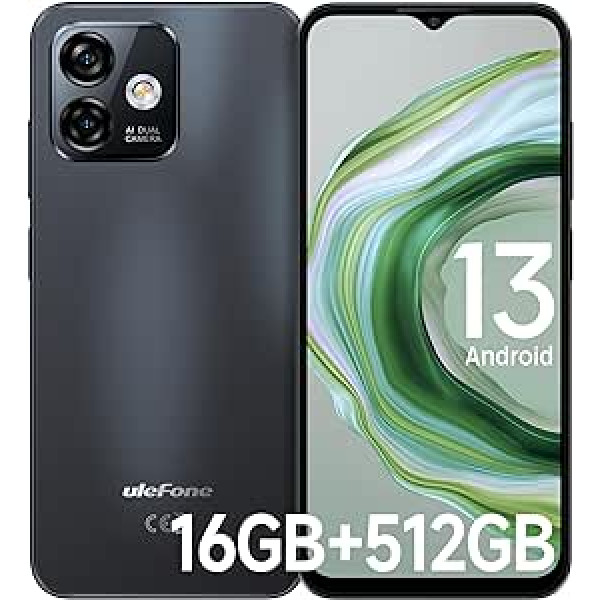 Ulefone Note 16 Pro 512GB mobilais tālrunis Android 13 16GB RAM 50MP kamera 6,52 collu HD+ astoņkodolu viedtālrunis bez līguma 4400mAh 4G Dual SIM mobilie tālruņi Pirkstu nospiedumu sejas ID GPS OTG 2 gadu garantija