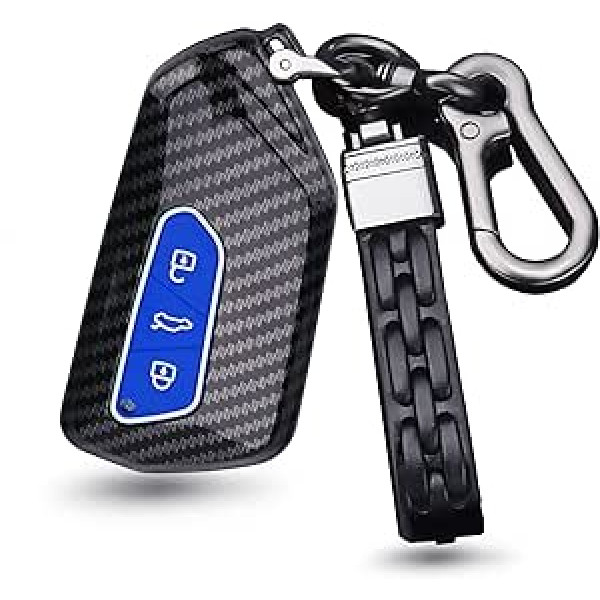 ontto ABS automašīnas atslēgu futrālis Piemērots VW Golf 8 R GTI ID.3 ID.4 ID.6X Seat Leon MK4 Skoda Octavia Enyaq 2020-2022 Auto tālvadības pults vāciņš Key Fob Key Case Key Box Blue