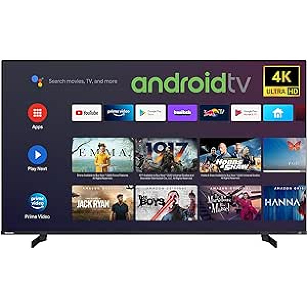 Toshiba 50UA5D63DGY 50 collu televizors/Android TV (4K Ultra HD, HDR Dolby Vision, viedtelevizors, Play veikals un Google palīgs, trīskāršais uztvērējs, Bluetooth) [2023], melns