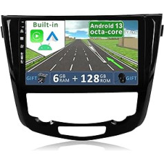 YUNTX [6 GB + 128 GB] Android 12 2 Din automašīnas stereo iekārta, kas piemērota Nissan X-Trail Qashqai j11 Rouge 2014-2017 — [iebūvēts CarPlay/Android Auto/DSP] — bezmaksas kameras atbalsts DAB/stūre