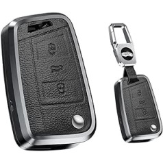 HIBEYO Smart Car Key Case Der VW Skoda Karoq Superb Octavia Golf 7 MK7 MK4 Polo T-ROC Touran Seat Leon Ibiza Key Case Cover Key Fob Ādas (melns)