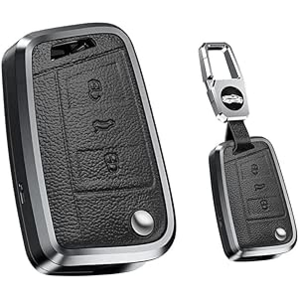 HIBEYO Smart Car Key Case Der VW Skoda Karoq Superb Octavia Golf 7 MK7 MK4 Polo T-ROC Touran Seat Leon Ibiza Key Case Cover Key Fob Ādas (melns)