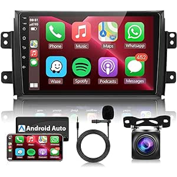 Android Car Radio 2 DIN priekš Suzuki SX4 2006-2013 Fiat Sedici 2005-2014 ar bezvadu Apple Carplay Android Car Navigation GPS 9 collu skārienekrāna automašīnas radio ar Bluetooth FM/RDS USB/DAB+/HiFi atpakaļgaitā