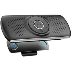 AGPTEK Bluetooth 5.0 brīvroku automašīnas komplekts Iebūvēts mikrofons ar spaili GPS mūzikai TF kartes slots Automātiska atkārtota savienošana skaļrunis automašīnas IOS Siri un Google palīgs