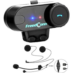 FreedConn T-Comvb motociklu ķiveres sakaru austiņas, Bluetooth domofona skaļrunis motocikliem / braukšanai / slēpošanai, 2–3 braucējs Full Duplex brīvroku BT 800M 500M / 0,3MI