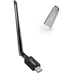 QGOO USB WLAN stick, AC1300 5dBi antenna WLAN stick for PC, WLAN adapter PC/laptop, WLAN stick 802.11ac dual band 2.4/5GHz, WLAN adapter for Windows 11/10/8/8.1/7, Mac OS 10.9 - 10.15