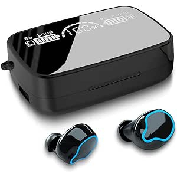 Austiņas Bluetooth 5.1 In-Ear austiņas saderīgas ar Samsung Galaxy S24 S23 S22 S21 S20 FE Plus Ultra LED displejs Bezvadu Premium Sound Bass Melns IPX7 Ūdensizturīgs 3D Touch Control Ilgs atskaņošanas laiks