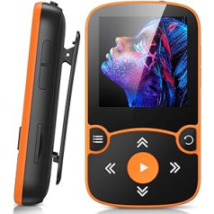 AGPTEK MP3 grotuvas Bluetooth 5.0 Sport 32GB su 1,5 colio TFT spalvotu ekranu mini muzikos grotuvas su klipu, palaiko iki 128GB SD kortelę