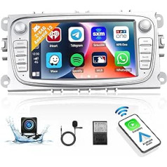 2+64G Android 13 automašīnas radio priekš Ford Focus/Ford Mondeo/S-Max/Galaxy/Kuga ar bezvadu Apple CarPlay Android Car, 7 collu ekrāns ar Bluetooth GPS FM RDS WiFi HiFi/EQ Audio SWC USB + atpakaļgaitas kamera