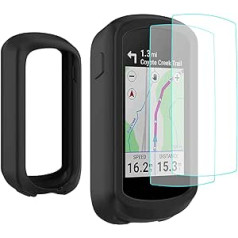 Braleto silikona futrālis + 2 ekrāna aizsargi, saderīgi ar Garmin Edge Explore 2.9H cietības stikla ekrāna aizsargu GPS velodatora piederumi