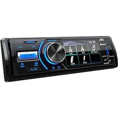 JVC USB automašīnas radio ar Bluetooth un 3 collu TFT krāsu displeju (atpakaļgaitas kameras ieeja, papildu ieeja, MP3, WMA, FLAC, DSP 4 x 45 vati), melns