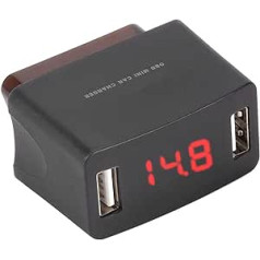 1 Piece OBD Car Charger, Durable ABS OBD Mini Dual USB Charger with Voltage Display for 12/24V Cars