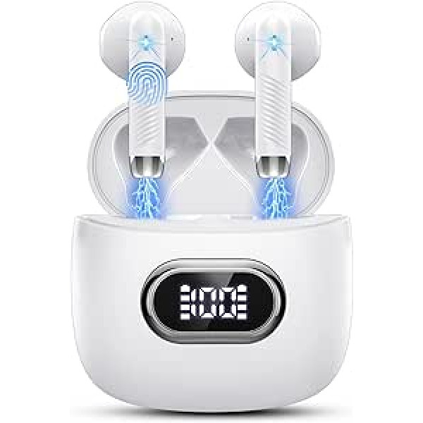 Bluetooth 5.3 ieliekamas austiņas Bezvadu Bluetooth ar ENC Dual Mic, 2022 Bezvadu austiņas 42H Deep Bass Bezvadu austiņas Troksni slāpējošas Austiņas, IP7 ūdensizturīgas austiņas, LED displejs