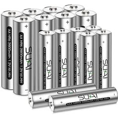 SUKAI AA AAA baterija 1,2 V 2800/1100 mAh 16 įkraunamų baterijų pakuotė NI-MH baterijos 1200 įkrovimo ciklų Mažas savaiminio išsikrovimas Idealiai tinka buitiniams prietaisams
