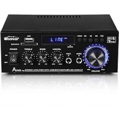 WOOPKER AK45 Pro audio pastiprinātājs Bluetooth 5.0 HiFi audio uztvērējs Mini HiFi stereo pastiprinātājs integrēts uztvērējs ar USD, SD, AUX, MIC IN ar atbalsi, radio, LED karaoke, mājas kinozāle