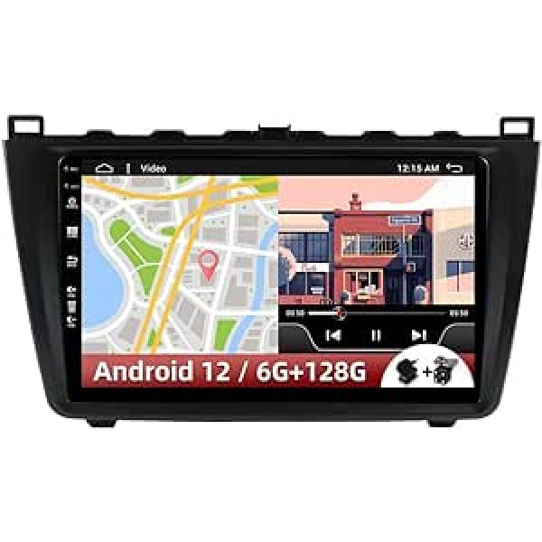 Android 12 automašīnas radio ierīcei Mazda 6 Rui Wing 2007-2012 — bezmaksas kamera un mikrofons — [6G+128G] — 9 collu IPS 2 Din — atbalsta DAB+ stūres vadību 4G WiFi Bluetooth Carplay Android automašīnas DSP