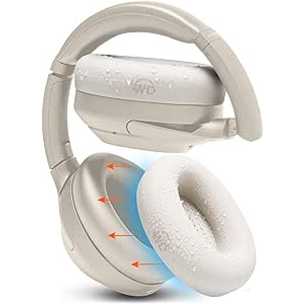 WC SweatZ XM4 - aizsargājoši austiņu ausu vāciņi priekš Sony WH1000XM4 by WC | Savietojams tikai ar Sony XM4 Over Ear Headphones | Sviedru necaurlaidīgs un viegli mazgājams | Bēšs