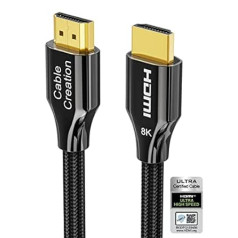 CableCreation HDMI 2.1 Cable 8K 3 Metres, HDMI 8K Ultra HD High Speed Cable with 48 Gbps, 8K 60Hz, HDCP 2,2,4:4:4, eARC, Compatible with PS5/PS4, Xbox One/X, QLED TV, Roku TV etc. 10 ft