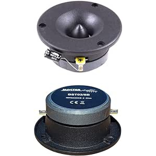 MASTER AUDIO 2 augsti toneri BST03/8B melns 175 vati rms 350 vati max 9,7 cm diametrā un 105 dB 8 omi ar 3,8 cm dziļumu mājas ballītēm vienam pārim