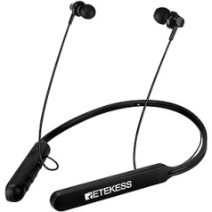 Retekess TR108 Bluetooth austiņas sporta ausīs, pārnēsājamas FM austiņas ar 320 mAh akumulatoru, stereo, trokšņu slāpēšana skriešanai (melna)