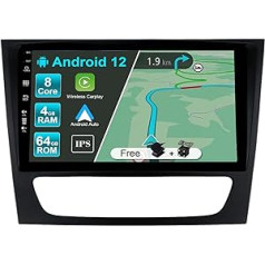 JOYX Android 12 IPS automašīnas radio atbilst Benz E-Class W211 (2003-2009) / C219 CLS-Class (2004-2009) - 4G+64G - iebūvēts DSP/Carplay/Android Car - kamera + mikrofons - 9 collu 2 DIN - SWC WiFi DAB 360 kamera