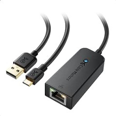 Kabelis ir svarīgs 480Mbps Micro USB Ethernet adapteris (Fire TV Stick LAN adapteris, Fire TV LAN adapteris) līdz straumēšanas sticks, tostarp Chromecast, Google Home Mini un citi